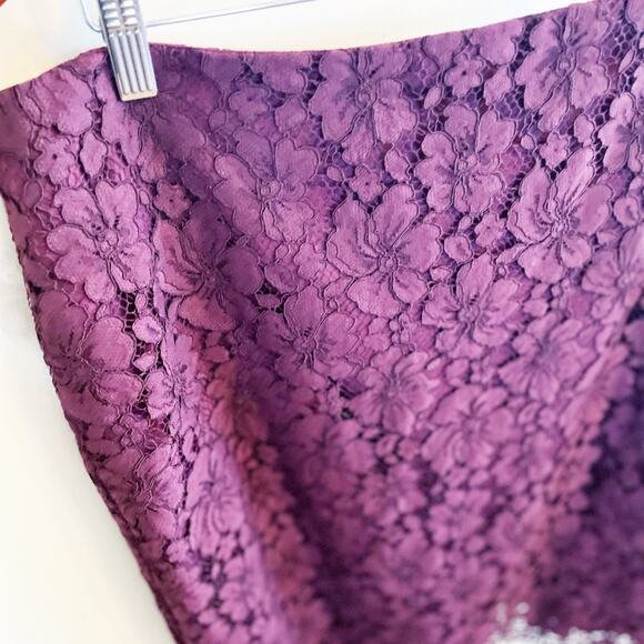 NEW Ann Taylor Factory Floral Lace Overlay Pencil Skirt Merlot 14 - Picture 5 of 14